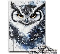 Rompecabezas de 1000 Piezas de búho Blanco y Negro, Juego Educativo Familiar, Regalo Ideal para Toda la Familia a Partir de 14 años, 38x26cm