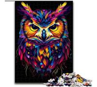 Rompecabezas de 1000 Piezas de búho Colorido de Madera, Juego Familiar Interactivo, Apto para Mayores de 14 años, 50x75cm, Juego de ingenio para Adolescentes, Fiestas