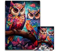 Rompecabezas de 1000 Piezas de búho Colorido para Adultos, de cartón, para decoración del hogar, Entrenamiento Mental y Regalos navideños, 26x38cm/10,23x14,96 Pulgadas.
