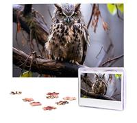 Rompecabezas de 1000 piezas de búho en una rama para adultos, rompecabezas personalizados de fotos, rompecabezas de madera personalizados, regalos para bodas, cumpleaños, aniversarios