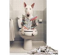 Rompecabezas de 1000 Piezas de Bull Terrier en el baño para Adultos y Adolescentes. Juego Educativo, Juguete de desafío, 1000 Piezas (75 x 50 cm).