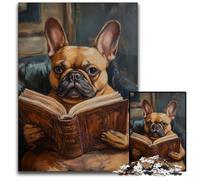 Rompecabezas de 1000 Piezas de Bulldog Francés Tomando café, Rompecabezas de Madera, Juegos, Juguetes de Regalo, fomenta el Amor Entre Parejas para Mayores de 14 años, 50x75cm