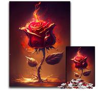 Rompecabezas de 1000 Piezas de Burning Rose para Adultos. Juego de ingenio para Adolescentes, Fiestas. 50x75cm/19,68x29,52 Pulgadas.
