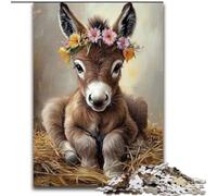 Rompecabezas de 1000 Piezas de Burro Floral para Adultos, Ideal para Decorar el hogar, Juegos y Regalos (tamaño 50x75cm)