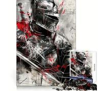 Rompecabezas de 1000 Piezas de Caballero Medieval Rojo y Negro para Adolescentes Juguete para ejercitar la Mente Juego de Mesa en Grupo Arte y Montaje Regalo clásico (38x52cm)