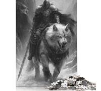 Rompecabezas de 1000 Piezas de Caballero Medieval sobre Lobo, Rompecabezas creativos Cuadrados para Adultos y Rompecabezas de Papel, Juego Intelectual de 1000 Piezas (75 x 50 cm)