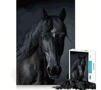 Rompecabezas de 1000 Piezas de Caballo Negro con Corte preciso,Ideal para Actividades de Juego Inteligentes,Momentos de Juego tranquilos y como Regalo de cumpleaños 50x75cm
