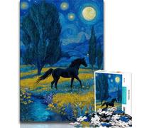 Rompecabezas de 1000 Piezas de Caballo Negro para Adolescentes, un desafío difícil Que Alivia el estrés y Mejora el Amor en Pareja, 38x26cm