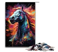 Rompecabezas de 1000 Piezas de Caballo psicodélico de exploración Espacial Colorido para niños Rompecabezas de Madera decoración del hogar (tamaño 75 x 50 cm)