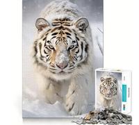 Rompecabezas de 1000 Piezas de Cachorro de Tigre Blanco para Adultos Juego de Habilidad Mental Corte láser para un Ajuste Actividad gratificante para días lluviosos (38x52cm)