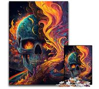 Rompecabezas de 1000 Piezas de Calavera Infernal en Llamas para Adultos, Entretenimiento Relajante, Navidad y decoración del hogar, 50x75cm/19,68x29,52 Pulgadas