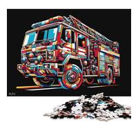 Rompecabezas de 1000 Piezas de camión de Bomberos WPAP Pop Art para Adultos. Rompecabezas de cartón, Juego desafiante. 38 x 26 cm / 1000 Piezas.