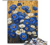 Rompecabezas de 1000 Piezas de Campo de Amapolas Azules para Adolescentes, un Juego desafiante y Educativo para Toda la Familia, Ideal para cumpleaños y Navidad (26x38cm)