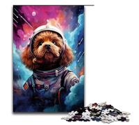 Rompecabezas de 1000 Piezas de caniche Astronauta de Splatters Muchos Colores Gruesos Regalos para Adultos Lista de Deseos navideña con Papá Noel para Adolescentes de 14 años en adelante 75 x 50 cm