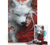 Rompecabezas de 1000 Piezas de Caperucita Roja y el Lobo Blanco para Adolescentes Rompecabezas Inteligente, Juguete para Pensar, Tiempo de relajación, Corte Limpio, Regalo para Festivales (38x26cm)