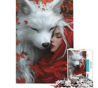 Rompecabezas de 1000 Piezas de Caperucita Roja y el Lobo Blanco para Adolescentes y Adultos Juguetes antiestrés Decoración Diversión en casa (Tamaño 50x75cm)