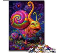 Rompecabezas de 1000 piezas de caracol psicodélico colorido hecho de madera, idea de regalo navideño, obra de arte humorística, obra de arte detallada 50x75cm Un regalo ideal para Navidad o cumpleaños