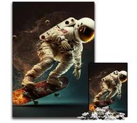 Rompecabezas de 1000 Piezas de cartón con diseño de Astronauta y patineta Actividad para el hogar, Fiestas, cumpleaños y Noches de Juegos Familiares 26x38cm (10,23x14,96 Pulgadas)