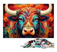 Rompecabezas de 1000 Piezas de cartón con diseño de búfalo para Adultos, desafiante Rompecabezas de Bricolaje, Juego Familiar Perfecto o Regalo Decorativo, 26x38cm/10,23x14,96 Pulgadas.