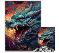 Rompecabezas de 1000 Piezas de cartón con diseño de dragón Chino, Navidad, Halloween, Pascua y Año Nuevo, 26x38cm/10,23x14,96 Pulgadas.