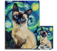 Rompecabezas de 1000 Piezas de cartón con diseño de Gato al óleo, un desafío para Adolescentes, Ideal para una Noche de Juegos en Familia, 26x38cm