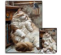 Rompecabezas de 1000 Piezas de cartón con diseño de Gato durmiendo para Mayores de 14 años, Ideal para Actividades educativas, Regalos de cumpleaños y Viajes, 26x38cm