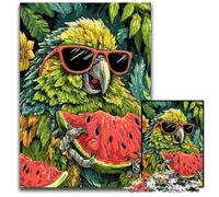 Rompecabezas de 1000 Piezas de cartón con diseño de Loro Comiendo sandía, Ideal para Adolescentes, decoración DIY y diversión para estimular el Cerebro, 26x38cm