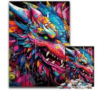 Rompecabezas de 1000 Piezas de cartón con Grafiti de Dinosaurio, Ideal para Relajarse y desafiar, decoración Colorida para el hogar, Regalo Ideal para Amigos, 26x38cm/10,23x14,96 Pulgadas.