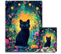 Rompecabezas de 1000 Piezas de cartón con un Hermoso Gato Negro Un desafío para Adolescentes, Ideal para una Noche de Juegos en Familia, 26x38cm