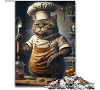Rompecabezas de 1000 Piezas de cartón de Chef Cat para Adultos, tamaño 26x38cm, Ideal para Fiestas, cumpleaños y Noches de Juegos en Familia.