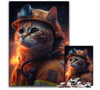 Rompecabezas de 1000 Piezas de cartón de Gato Bombero, desafiante Rompecabezas, Juguete Relajante para Adolescentes, 26x38cm/10,23x14,96 Pulgadas.