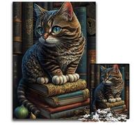 Rompecabezas de 1000 Piezas de cartón Gato en el Libro, Parejas Mayores de 14 años, 26x38cm