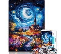 Rompecabezas de 1000 Piezas de Castillo del Cielo Nocturno para Adultos, Juguete Educativo Intelectual descompresor, Gran Regalo y Juguetes, 38x26cm