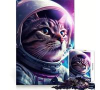 Rompecabezas de 1000 Piezas de Cat Astronaut Cyberpunk para Adolescentes Recall Power Cozy Downtime Firm Interlock Lovely Gift (50x75cm)