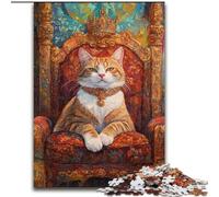 Rompecabezas de 1000 Piezas de Cat King para Adultos y Adolescentes Juguetes educativos para familias con póster y Hoja de Trivia 50x75cm