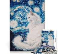 Rompecabezas de 1000 Piezas de Cat Vangogh para Adolescentes Recall Power Serene Escape,Bordes precisos,Regalo de cumpleaños (38x52cm)