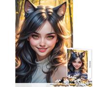 Rompecabezas de 1000 Piezas de Catgirl Juguete de Anime para decoración de Pared Gran Regalo para Juegos Juego práctico con póster a Juego y Hoja de Trivia tamaño 38x52cm