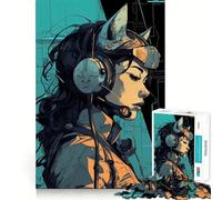Rompecabezas de 1000 Piezas de Catwoman con Auriculares Juego de Habilidad Mental Divertido y preciso Ideal para Relajarse o como Regalo Festivo (38x26cm)