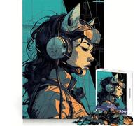 Rompecabezas de 1000 Piezas de Catwoman con Auriculares para Adolescentes Agudiza la Memoria,Alivia el estrés,Divertido,Bordes limpios, (38x52cm)