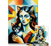 Rompecabezas de 1000 Piezas de Catwoman con Retrato de Gato,Corte Suave,Juego Creativo,Juguete,Tiempo de Juego Relajante, Ocio (50x75cm)
