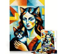 Rompecabezas de 1000 Piezas de Catwoman con Retrato de Gato para Adultos Rompecabezas Que desarrolla la lógica,es un Escape Relajante y preciso (38x52cm)