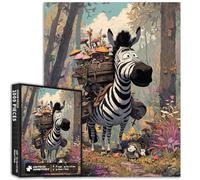 Rompecabezas de 1000 piezas de cebra con caja de hongos para adultos, rompecabezas artístico de aventura en el bosque, desafiantes juegos de actividades familiares, rompecabezas colorido para