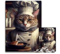 Rompecabezas de 1000 Piezas de Chef Cat para Adultos, decoración hogar o la Oficina, Regalo Ideal de Navidad, 26x38cm/10,23x14,96 Pulgadas