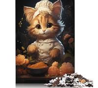 Rompecabezas de 1000 Piezas de Chef y Gatito, Rompecabezas de dificultad Alta, Juego Educativo, Juguete para decoración Familiar (38 x 26 cm)