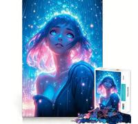 Rompecabezas de 1000 Piezas de Chica Anime bajo la Lluvia de neón para Adolescentes Diversión,tamaño Uniforme,Piezas precisas,Actividad Relajante para Grupos en Interiores (50x75cm)