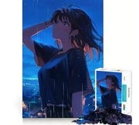 Rompecabezas de 1000 Piezas de Chica Anime bajo la Lluvia para Adultos Juego Divertido y fácil de armar Ideal para divertirse en Familia (38x52cm)