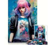 Rompecabezas de 1000 Piezas de Chica Anime con Cabello Rosa para Adultos Fomenta la concentración, desarrolla la Capacidad y aprovecha el Tiempo ¡Que se entrelacen Bien! ¡Sorpresa navideña! (50x75cm)