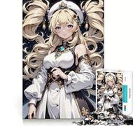 Rompecabezas de 1000 Piezas de Chica Anime con Cabello Rubio para Adolescentes,Juego de concentración Mental,Corte de precisión,Bordes Suaves,Juego para Rellenar Calcetines navideños (50x75cm)
