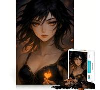 Rompecabezas de 1000 Piezas de Chica Anime con Corazón Ardiente para Adolescentes Diversión y Desarrollo Mental Tamaño Uniforme Piezas Precisas Actividad Relajante para Grupos en Interiores (38x52cm)