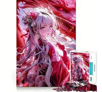 Rompecabezas de 1000 Piezas de Chica Anime con dragón para Adolescentes Juego Divertido y fácil de armar Sin Huecos Actividad Nocturna Familiar para divertirse (38x52cm)